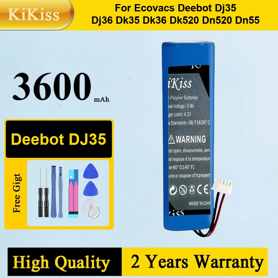 

Аккумулятор Kikiss 3600 мАч DJ35 для Ecovacs Deebot DJ36 DK35 DK36 DK520 DN520 DN55