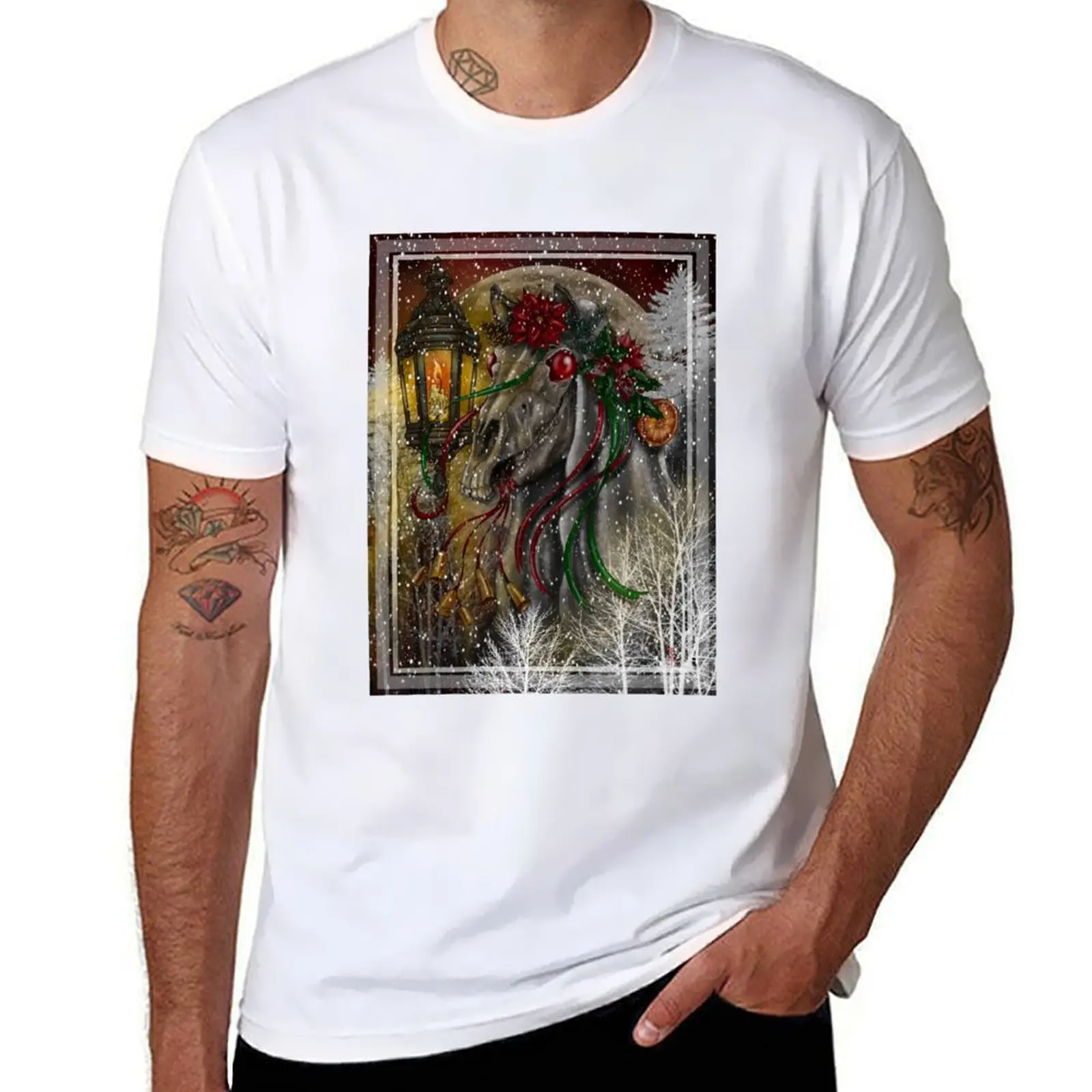 

Mari Lwyd T-Shirt men t shirt cotton 100% t shirt men 100% cotton luxury brand T-Shirt