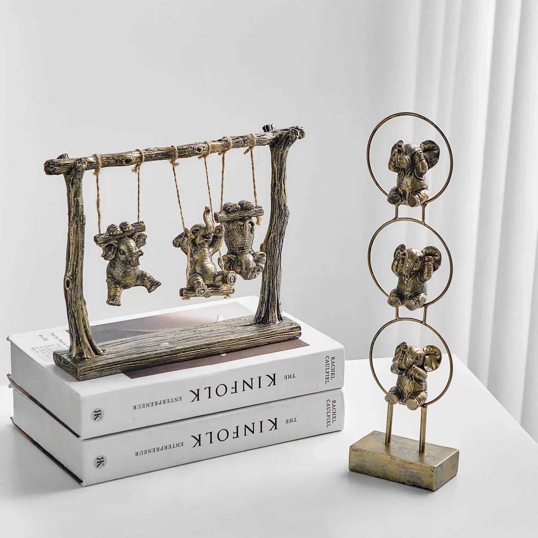 Imagem -02 - Resina Animal Escultura e Estatueta Creative Living Room Decor Acessórios de Mesa Decoração do Lar Elefante Estátua Ornamentos Presente