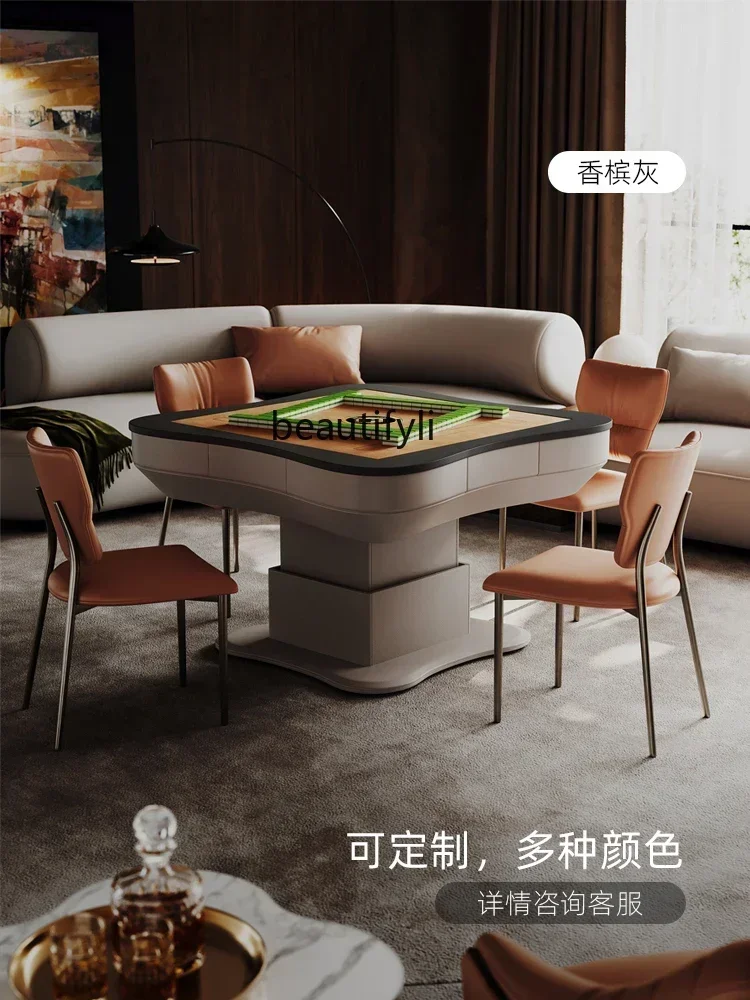

1184 Automatic mahjong table lifting tea table multi-functional solid wood rock slab light luxury modern advanced