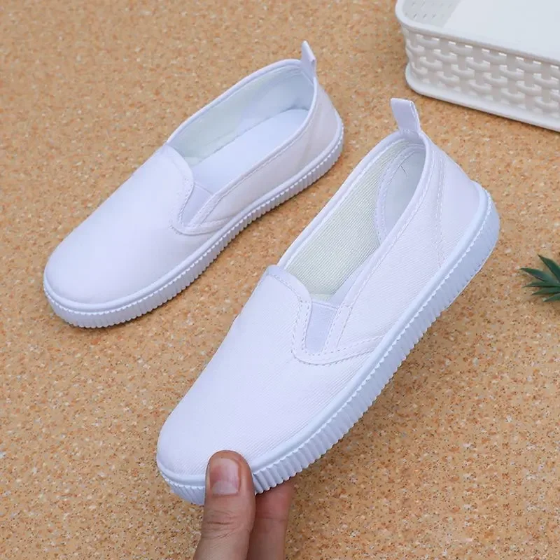 Kids Shoes Kindergarten Indoor Dance for Boys and Girls Students White Cloth Shoes for Children\'s ShoesCanvasVelcroPrimarySchool