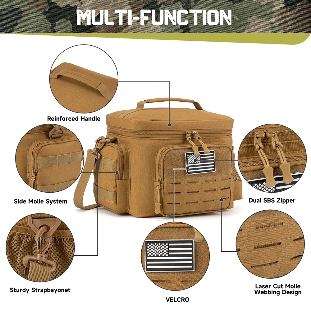 Tactical Lunch Bag for Men Outdoor Heavy Duty Lunch Box Work Leakproof Insulated Durable Thermal Cooler Bag Meal Camping Picnic