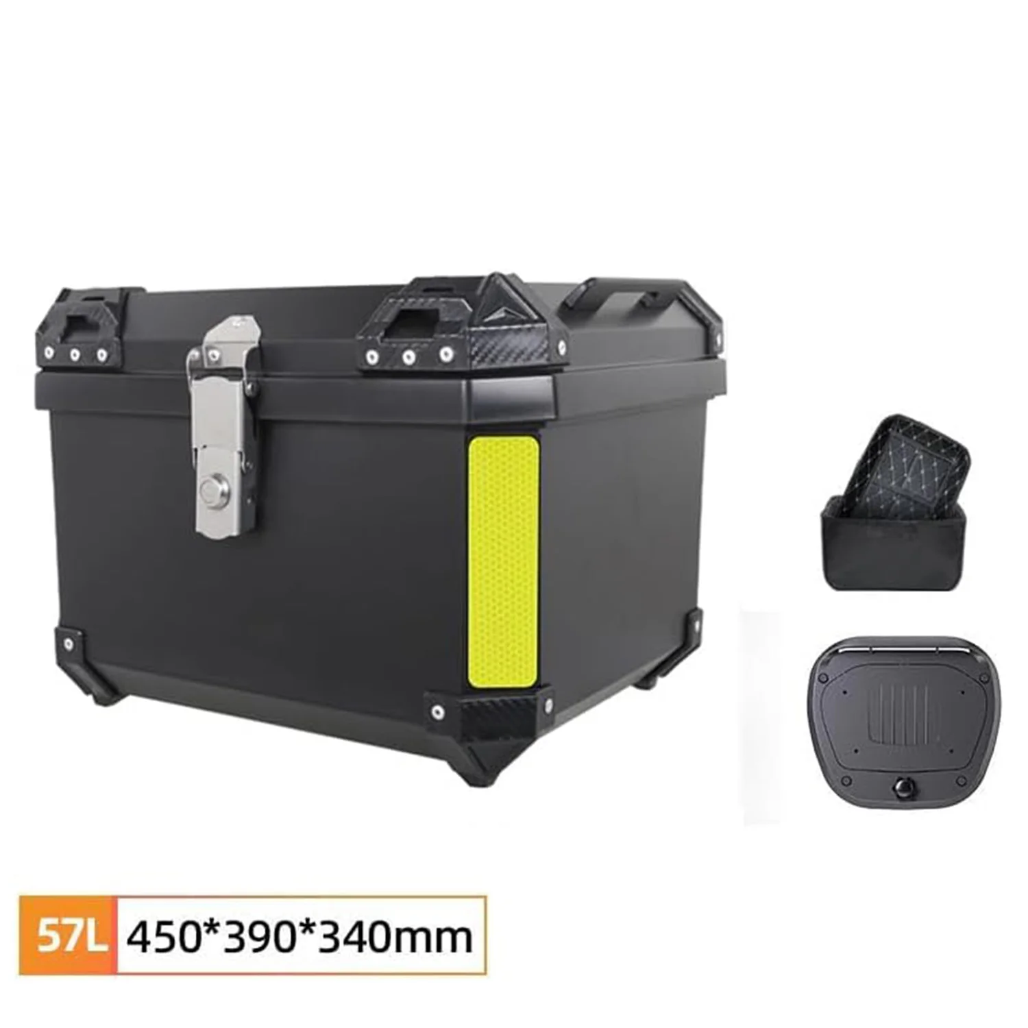 

57-литровый кофр для мотоцикла из АБС-пластика, водонепроницаемый, пылезащитный, со светоотражающими полосами, с противоугонным замком, для путешествий, хранения, для шлема