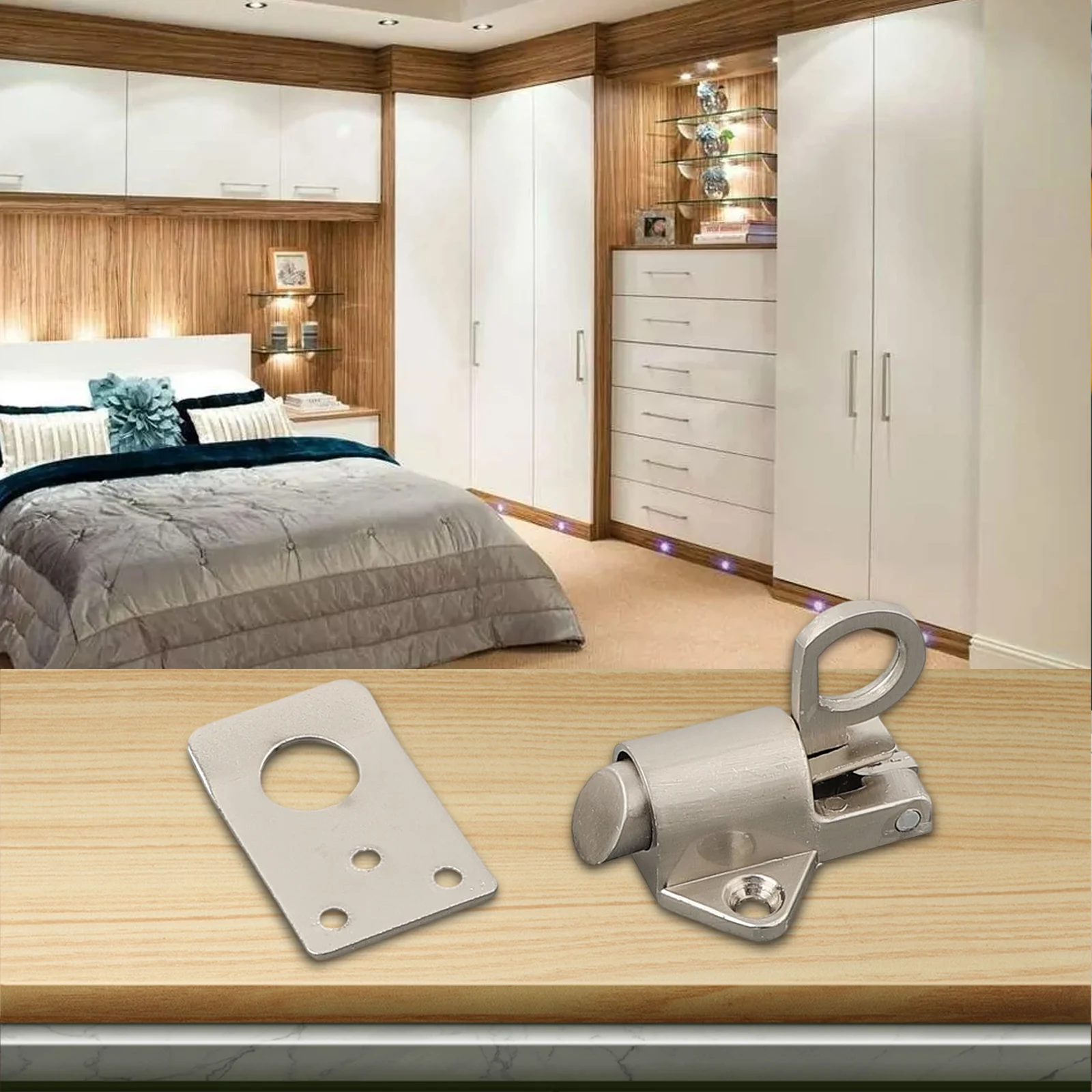 Bolt Lock Door Lock Practical Self-closing Silver Simple Spring Spring Latch Thickened Wear-resistant Long Lasting