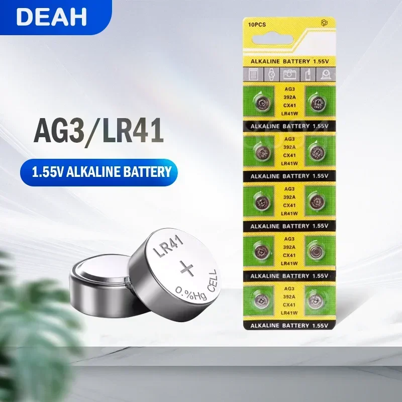 10PCS AG3 LR41 392 192 384 SR41SW CX41 1.55V Alkaline Battery For Watch Toy Clock Calculator Remote LED Lamp Button Batteries