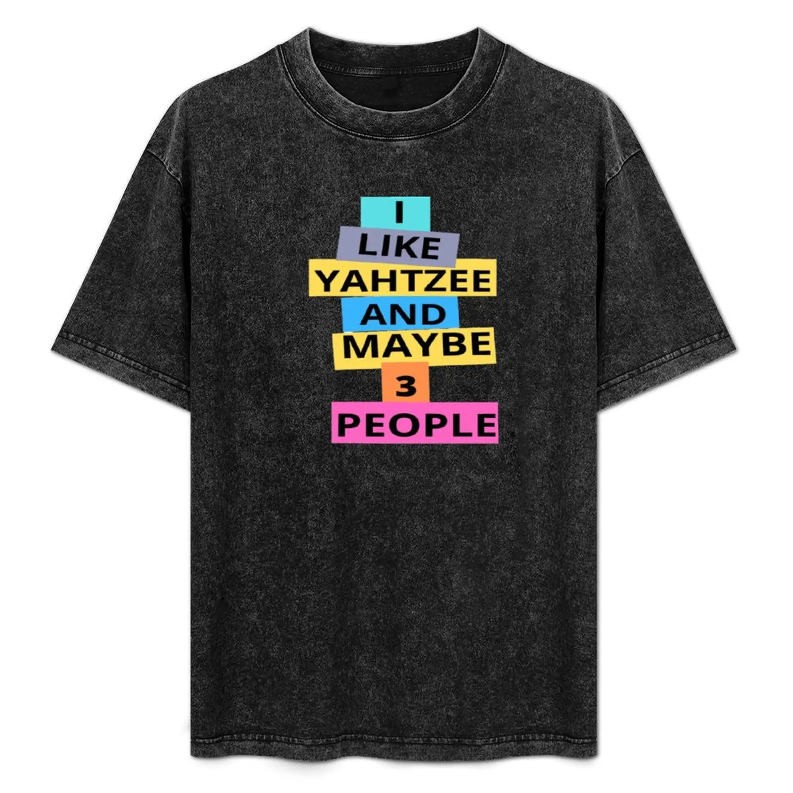 

I Like Yahtzee And Maybe Three People Vintage T-Shirt Active Sports Short Sleeve Cotton Shirt