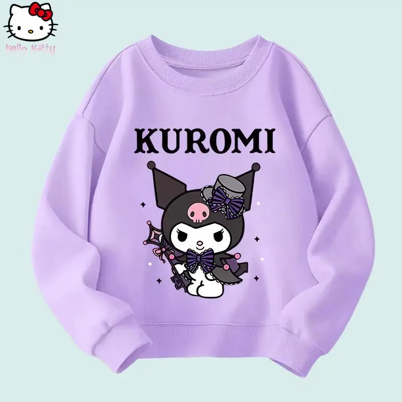 

Kawaii одежда для девочек Sanrio аниме детская толстовка с капюшоном Kuromi для подростков осень-зима новый теплый повседневный пуловер с героями мультфильмов Kawaii