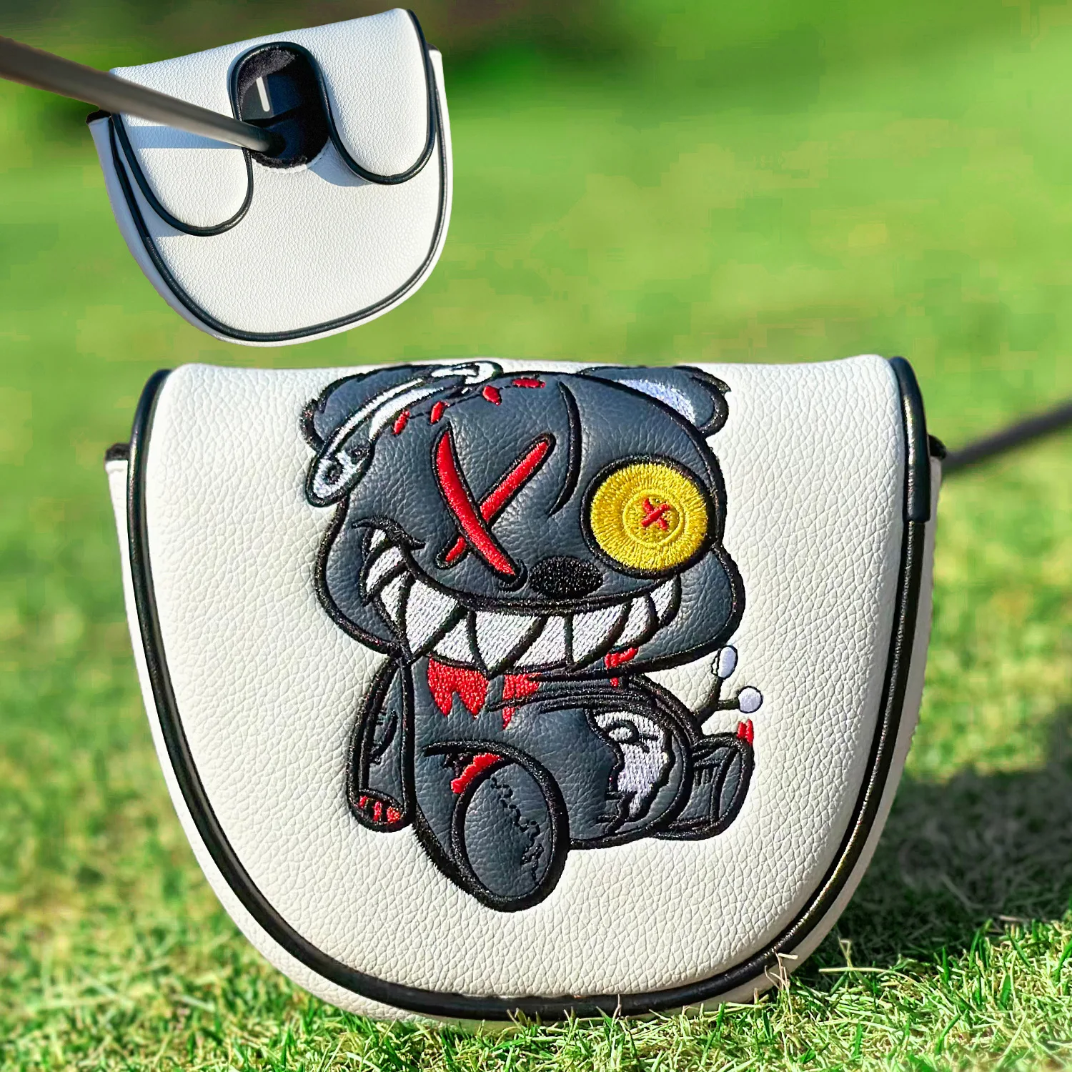 Golf Semi-Circular Putter Head Cover with Double Buckles, Compatible with DF Embroidered PU Putter Protective Covers image 3
