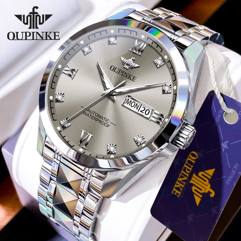 

﻿OUPINKE 3262 Mens Watch Original Brand Automatic Mechanical Watch﻿ 50M Waterproof Watch For Men Dual Calendar Watch Box Gifts