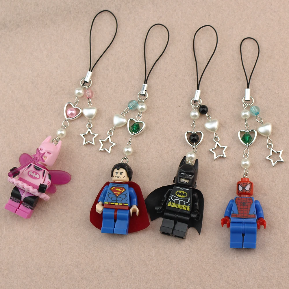 # Ręcznie robiona biżuteria Y2K, zawieszka do telefonu z postaciami 3D: wróżka, Batman, Spider-Man, personalizowany dodatek do plecaka, prezent dla niego.