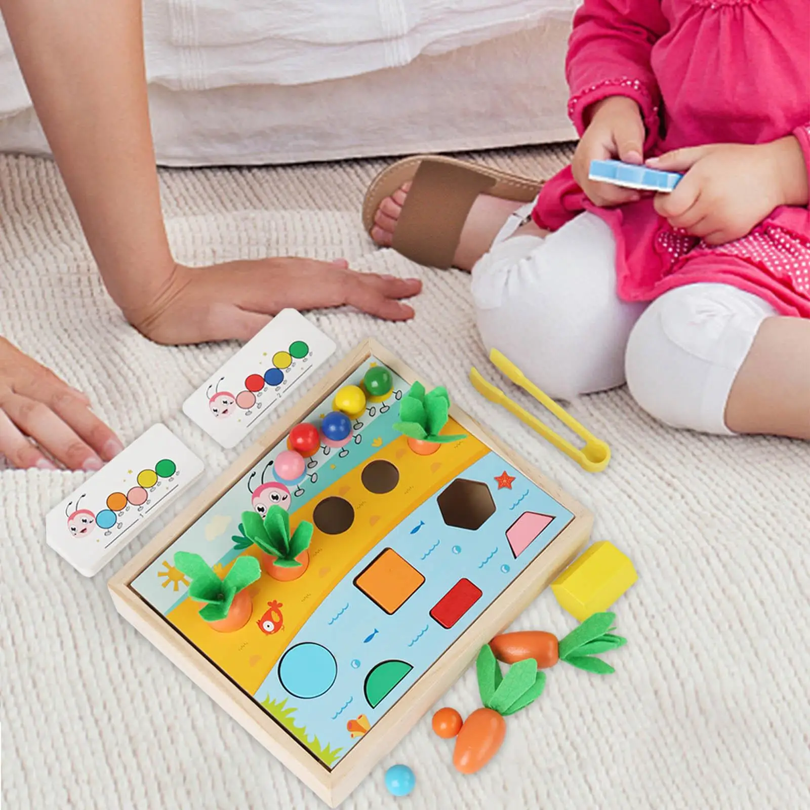 Jeu d'activité d'apprentissage précoce pour enfants, jouet Montessori, récolte de carottes, cadeaux de vacances, garçons, filles, enfants âgés de 2, 3, 4, 5 ans, 3 en 1