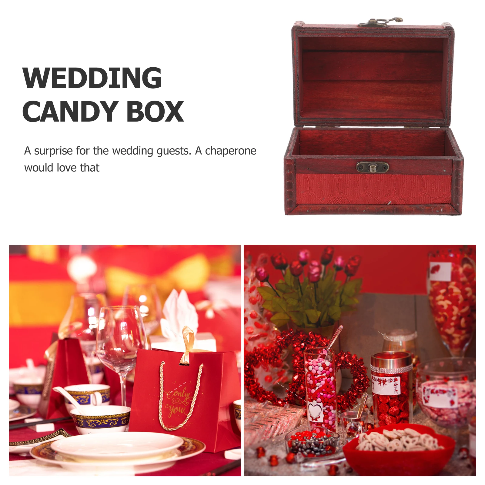 

Creative Large Chinese Wedding Favor Candy Box Retro Wooden Jewelry Storage Case Trinket Box Gift Container 40x30x15cm