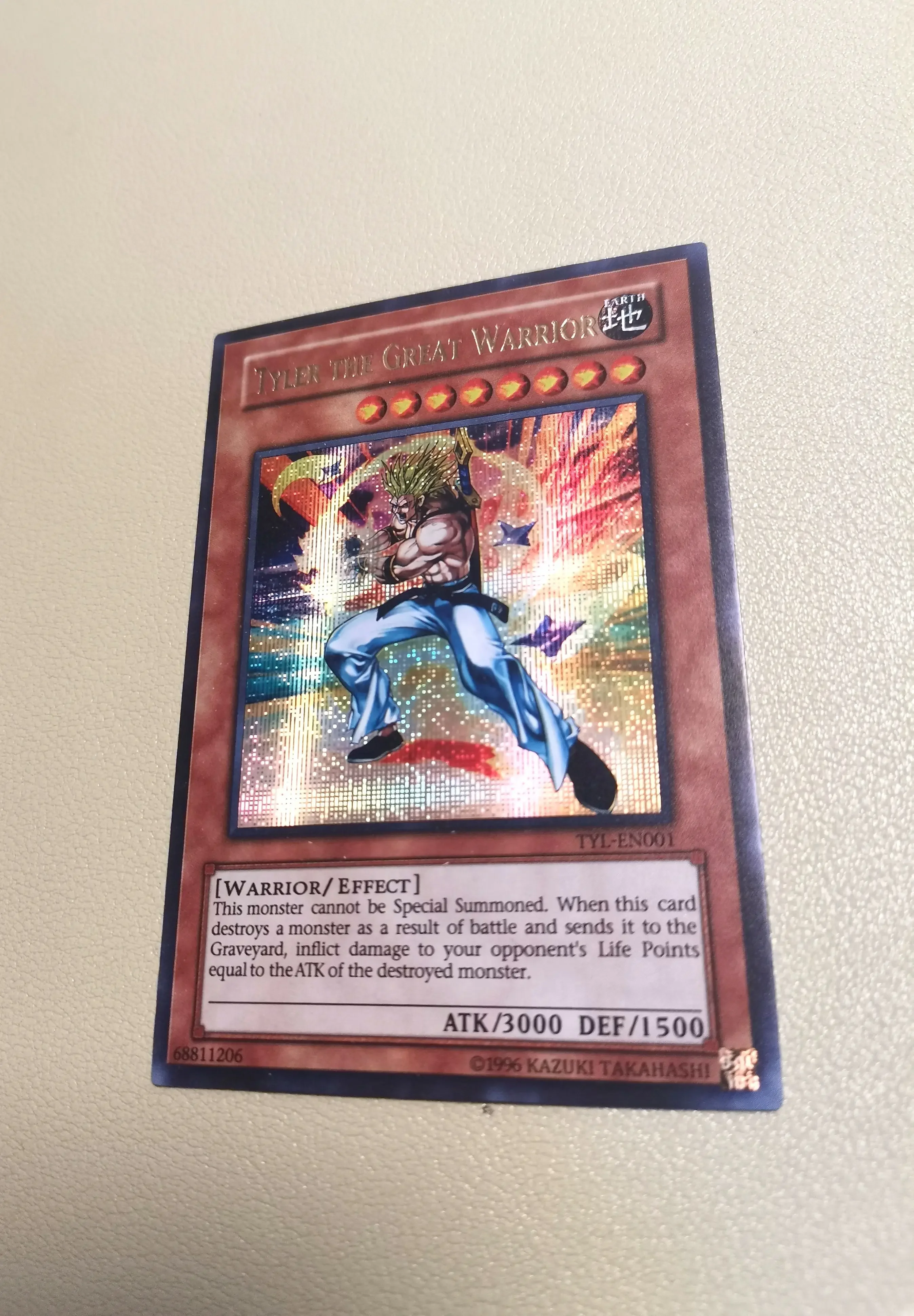 YuGiOh Tyler The Great Warrior Animation Characters Self Made Refraction Flash Card Anime Classics Game Collection Cards Toy