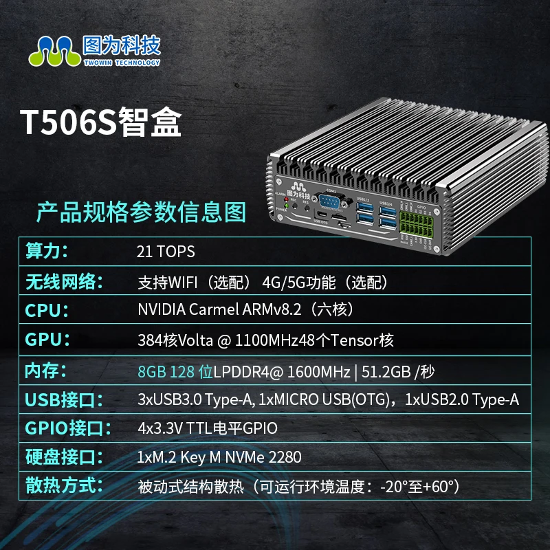 The figure shows the edge computing gateway of the development board of the smart box nvidia jetson xavier nx core board