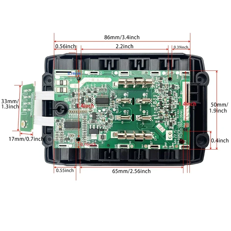 10*18650 BL4040 Custodia per batteria agli ioni di litio PCBA Circuito di protezione Shell Box per MAKITA 40V Batteria al litio BL4025 Alloggiamenti