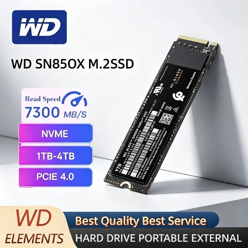For WD SN850X 1TB 2TB 4TB WD_BLACK M.2 2280 NVMe PCIe Gen 4.0x4 SSD Solid State Drives for Gaming Computer Laptop PS5