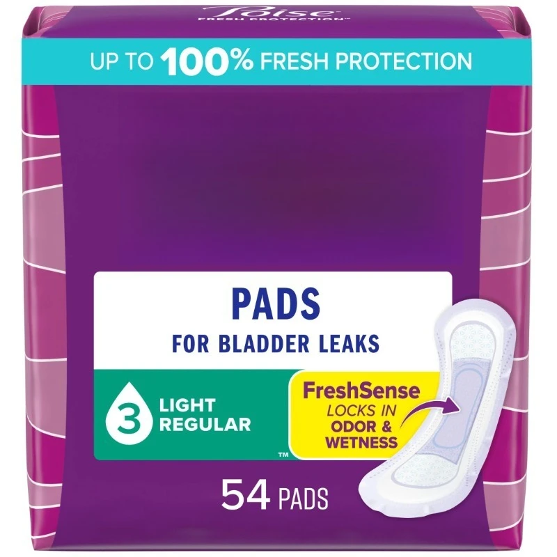 

Подушечки для недержания для женщин, 3-крапляющая светопоглощающая способность, обычная длина, 54 шт.