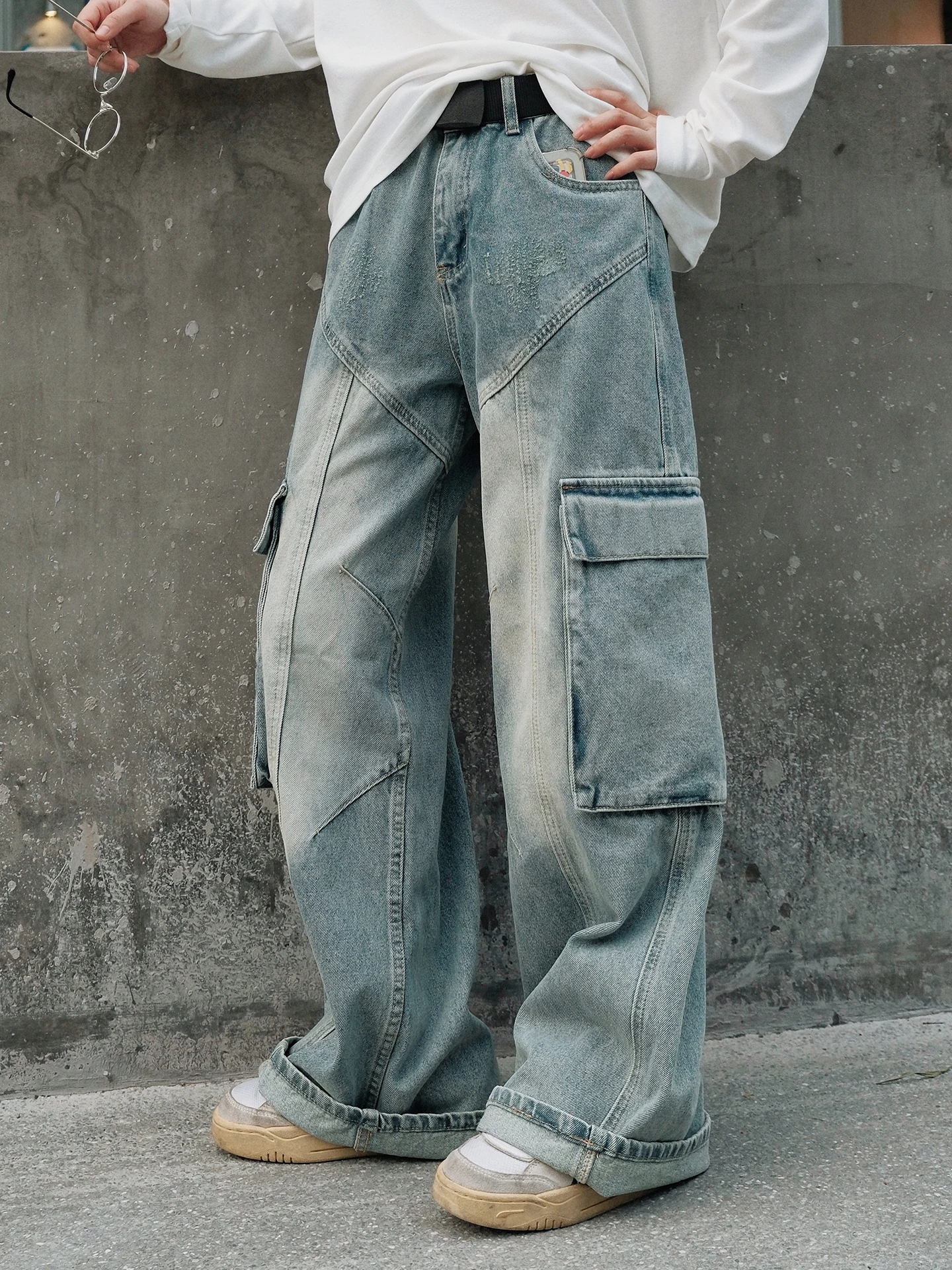 

Свободные прямые джинсы Du Large ket в стиле ретро с американской талией STILLYOU, женские повседневные джинсы из хлопка и полиэстера