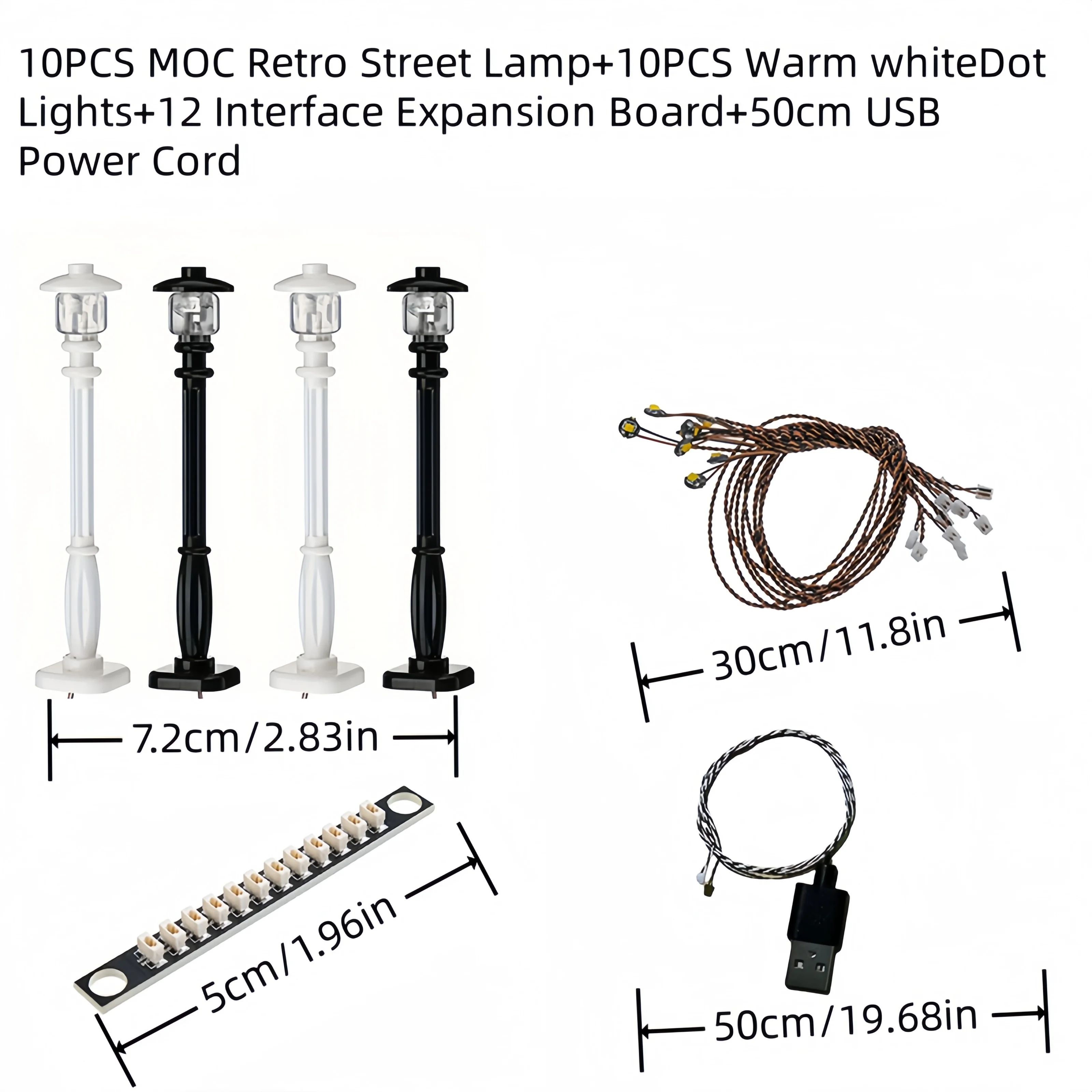 10 قطعة ضوء شارع المدينة Led مصباح مكعبات البناء MOC متوافق مع الطوب مدعوم كابل USB (باستثناء البطارية)