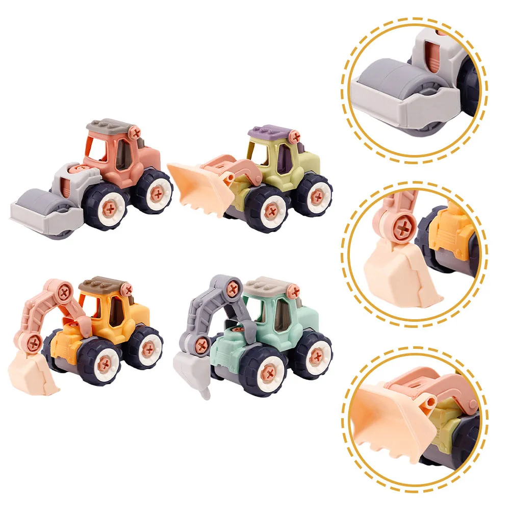 

4Pcs Engineering Vehicle Take Apart Construction Set DIY Plastic Trucks Educational Assembly Beach Sandbox