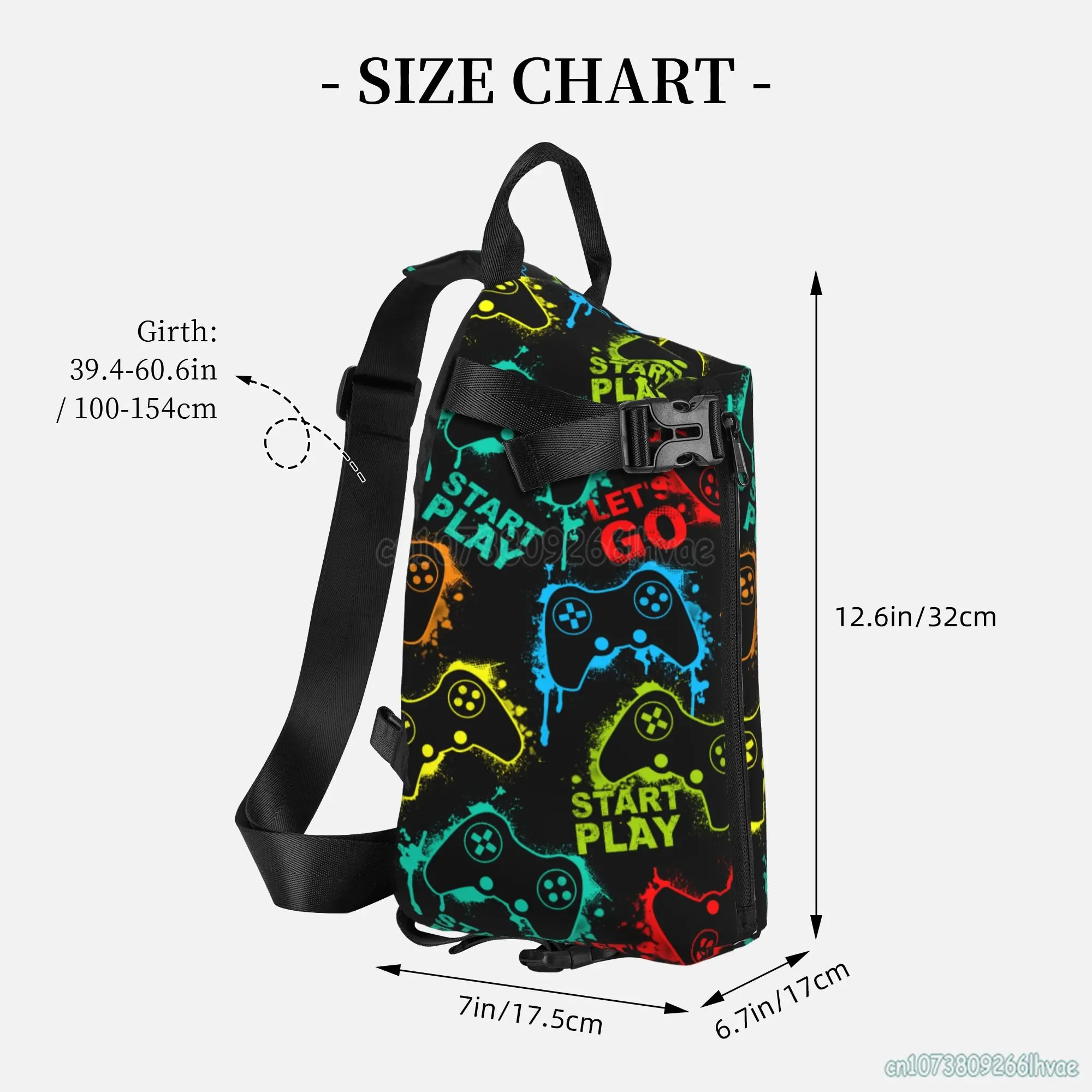 Joystick colorato gioco Crossbody Sling zaino videogioco Casual Sling Bag Travel Sport Running escursionismo Chest Bag Daypack