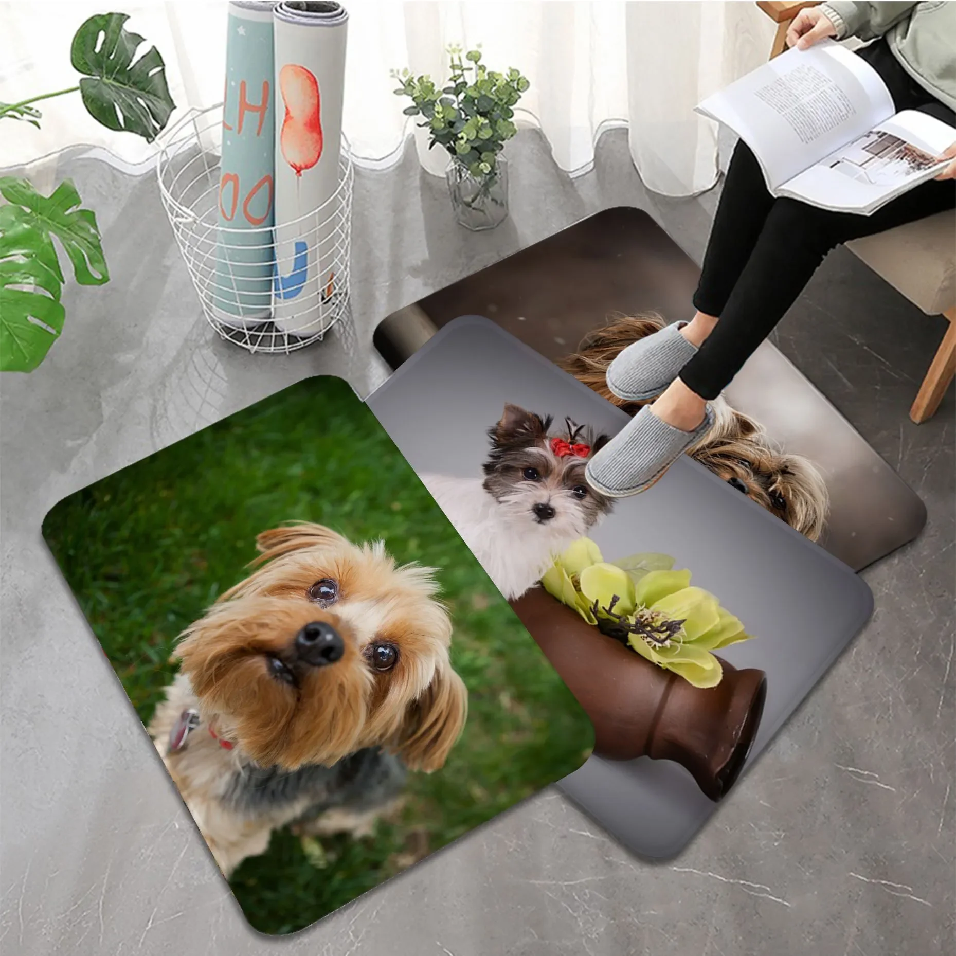 Yorkshire terrier dog puppy  Printed  Floor Mat Bathroom Decor Carpet Non-Slip For Living Room Kitchen welcome Doormat