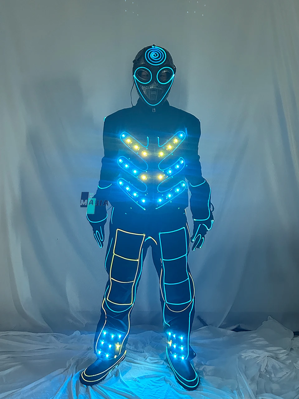 Jaqueta de fibra óptica brilhante para Natal, festa rave, boate, cosplay, fantasia futurista iluminada para homens