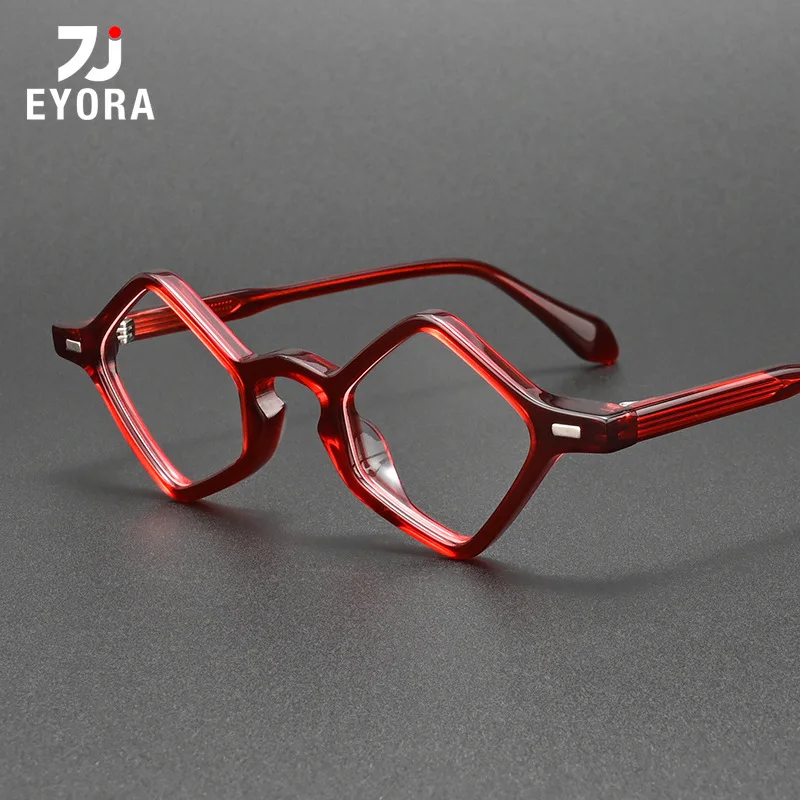 eyora-ファッション菱形アセテート老眼鏡女性用抗青色光フォトクロミックメガネ光学レンズ処方箋付き