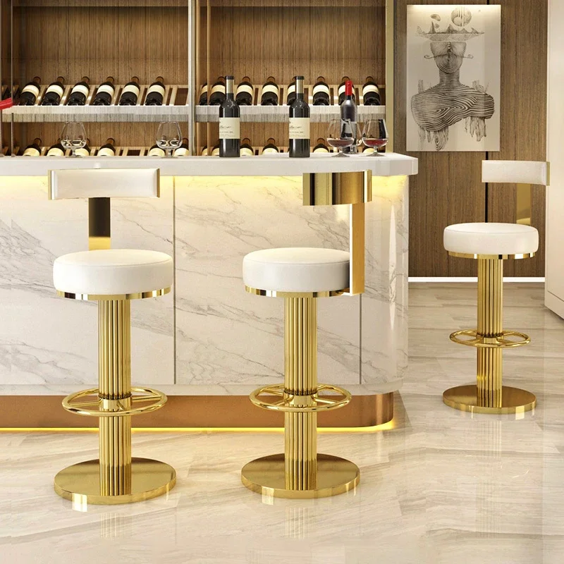 Sedie da bar dorate di lusso regolabili Design moderno da salotto Comodo sgabello da bar girevole Mobili da salone Barkrukken di alta qualità