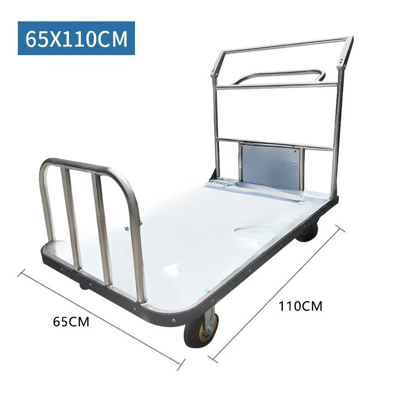 Stainless steel handbrake cart Silent handling brake flatbed cart with handbrake cart