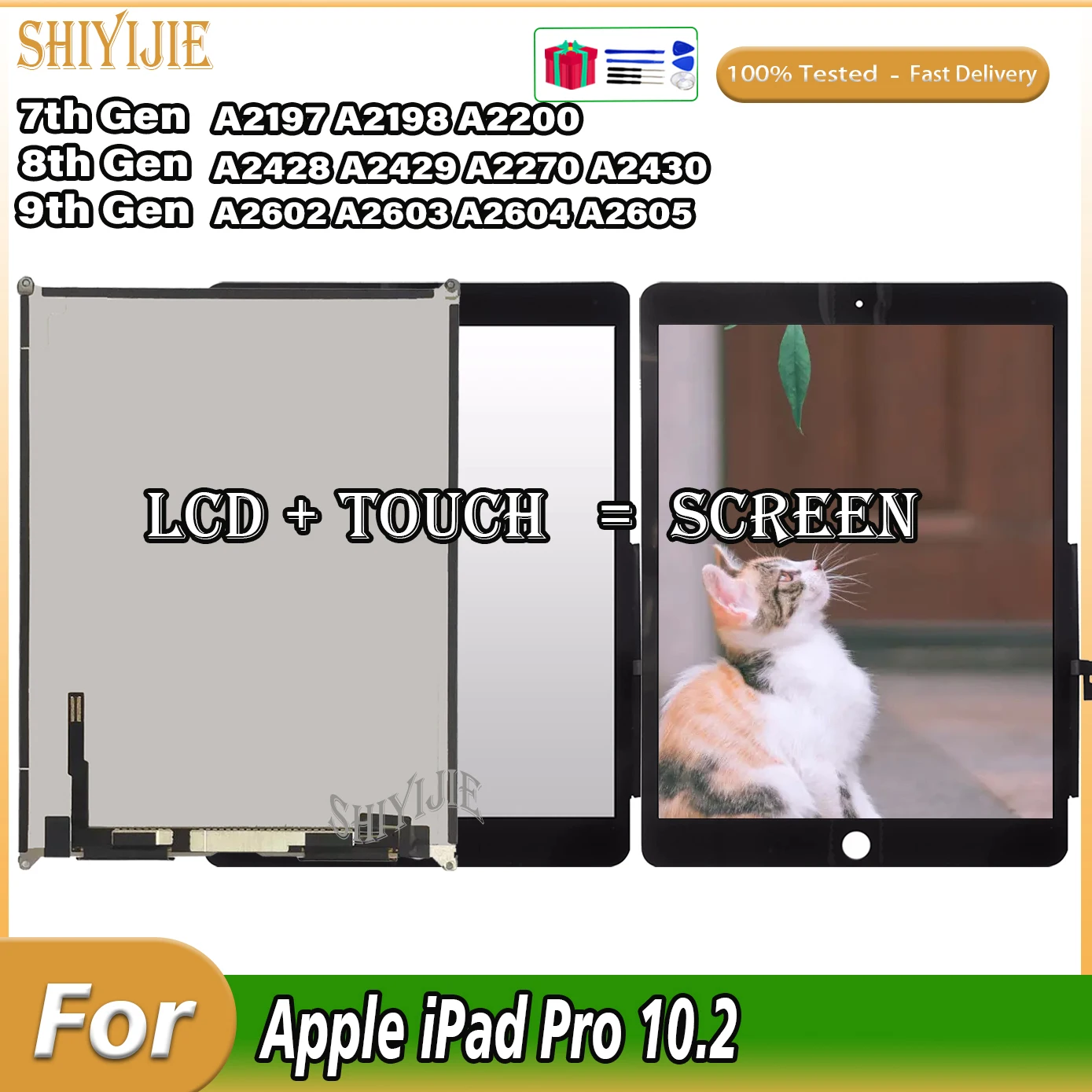 

LCD For iPad 10.2 2019 7th Gen A2197 A2200 For iPad 10.2 8th 2020 A2270 /9th A2602 A2603 Touch Screen Display Glass Replacement