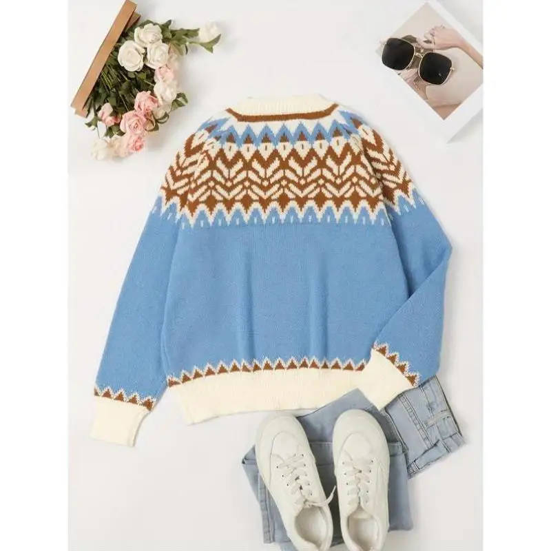 

Geometric Color Blo Knitwear ex Sli Ci Walk Ne Thiened Coolmax Fiber Resistant to Deformation