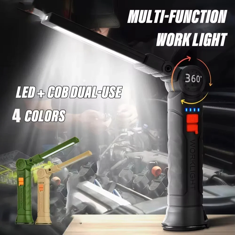 

Rechargeable Camping LED Flashlight Work Light With Magnet and Hook Waterproof Suitable For Night Work Outdoor Car Repair