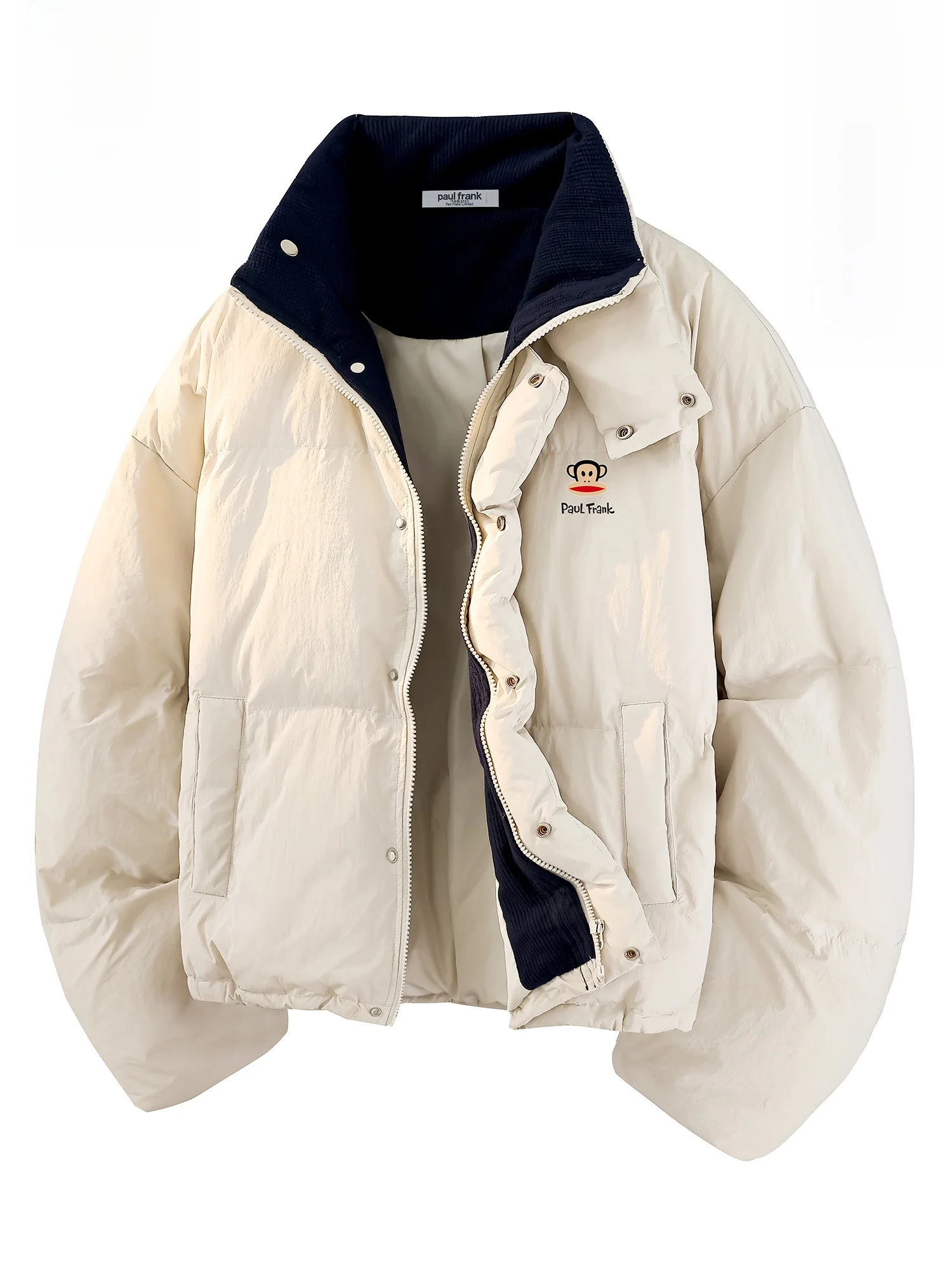 

Зимняя теплая куртка Paul Frank из утолщенного хлопка с воротником-стойкой, молодежная модная верхняя одежда с цветными блоками