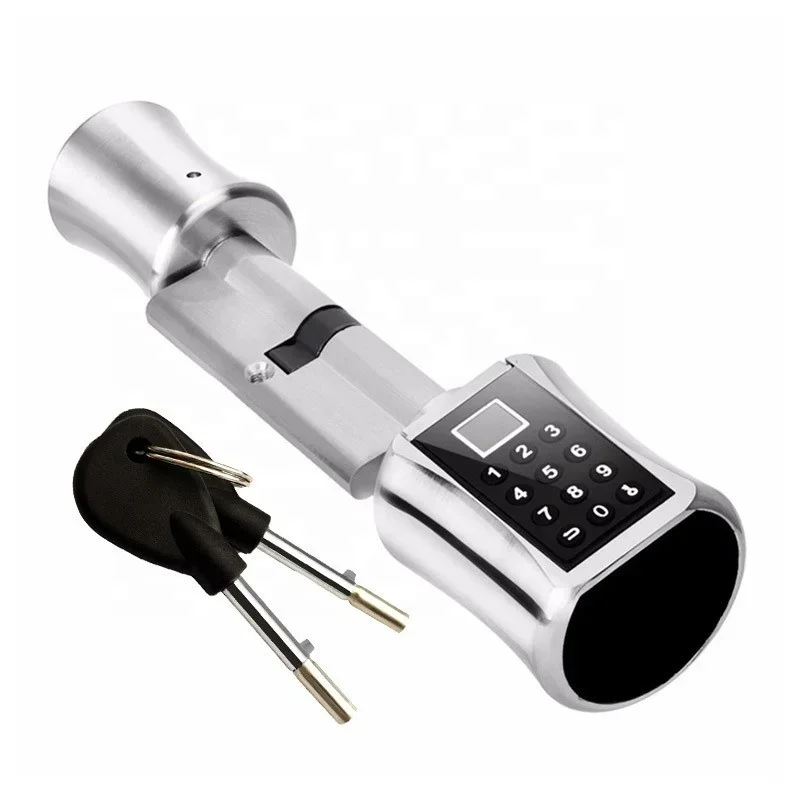 Smart Cylinder Door Lock Brass Fingerprint Password Key Unlock