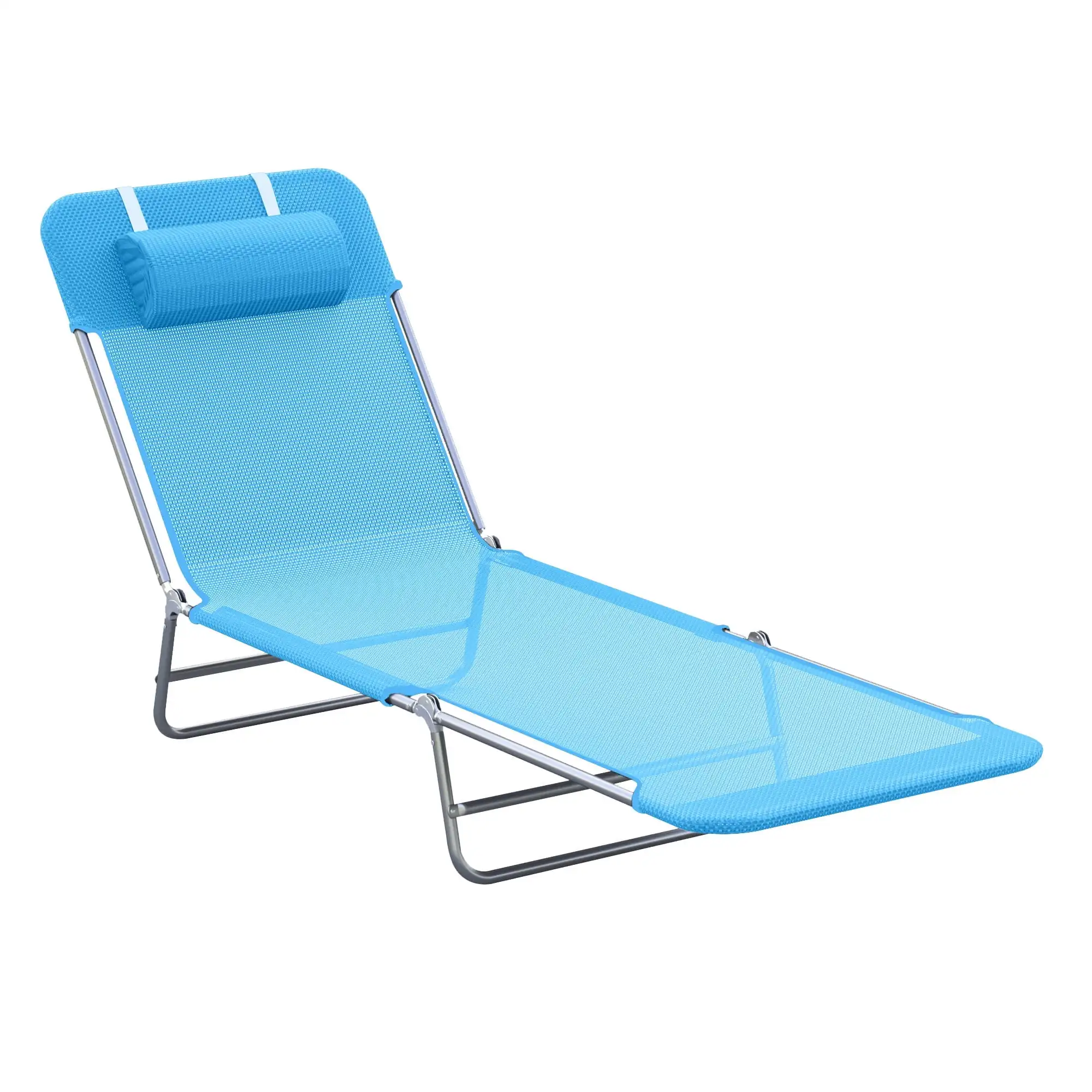 

Folding Chaise Lounge Pool Chairs, Outdoor Sun Tanning Chairs with Pillow