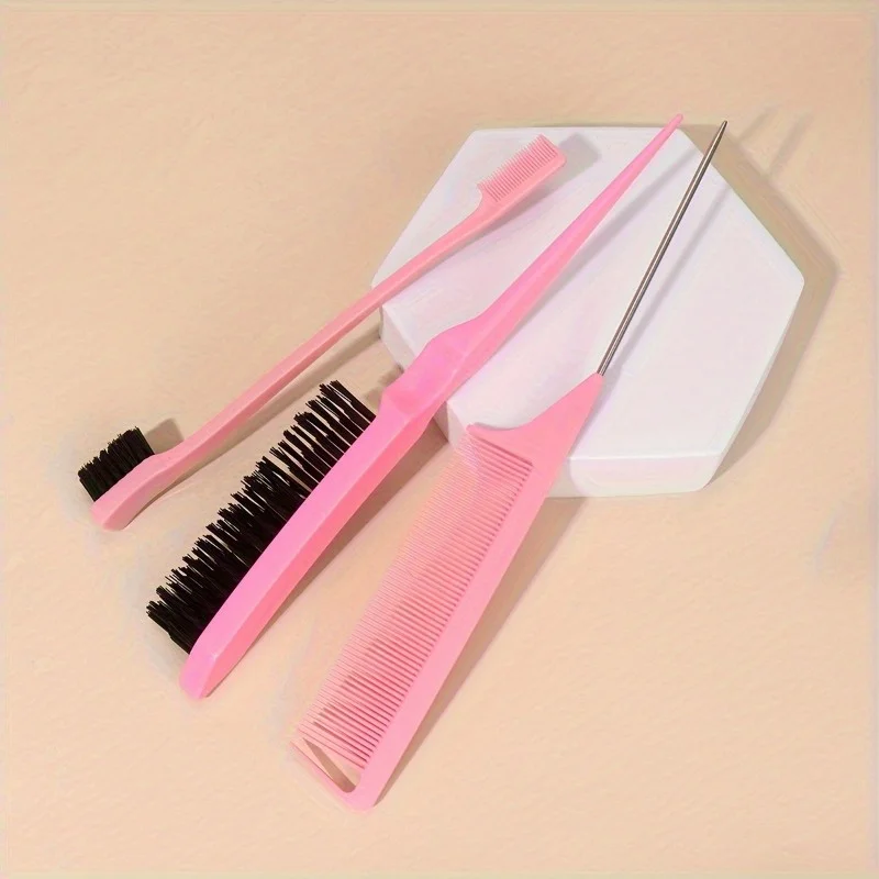 3pcs/set Hair Styling Tools Pointed Tail Comb Double Side Comb Eyebrow Brush Hair Edge Brush For All Hair Type