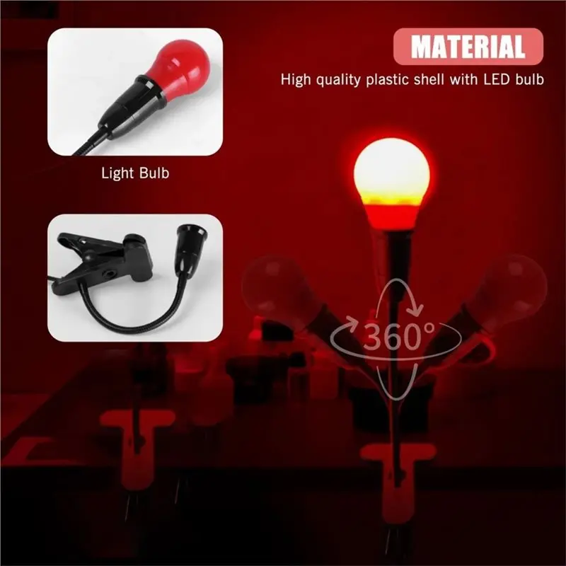 Portable LED Darkroom Safelight (5W, With Socket) - Red Light For Film And Photo Paper Processing EU Plug