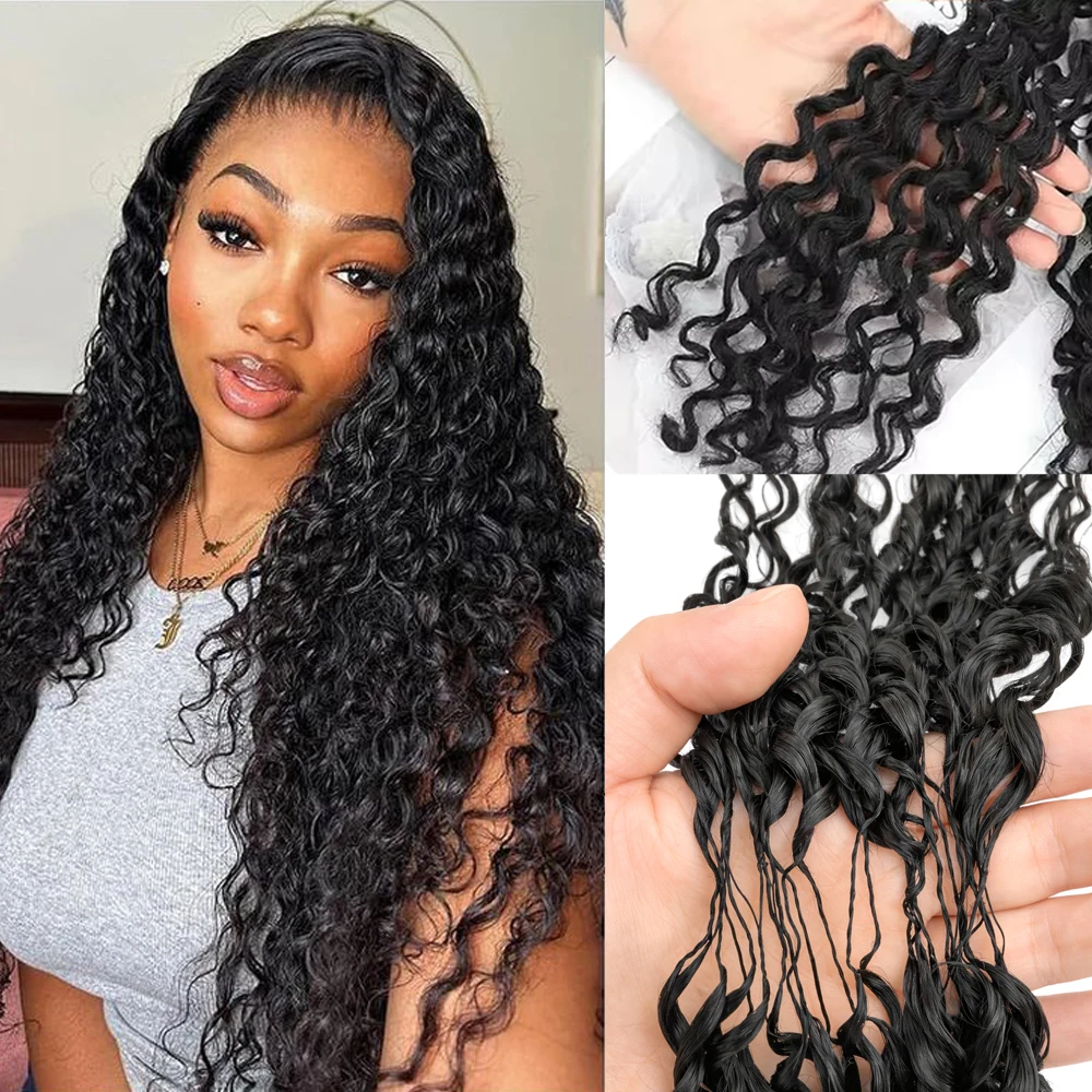 

Кудрявые накладные волосы для плетения крючком из натуральных волос, невидимые бесшовные пряди для женщин, глубокая волна, для создания причесок.