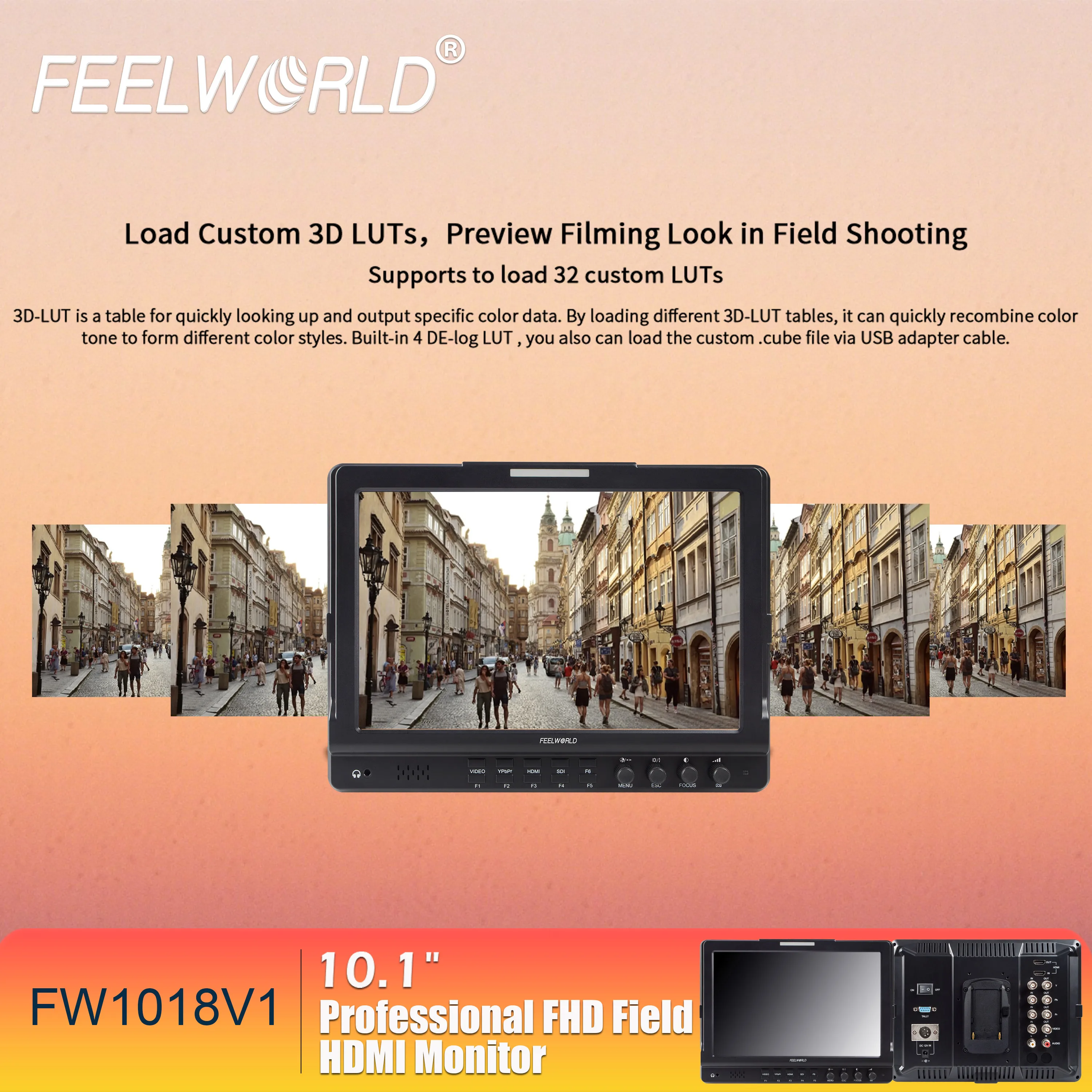 FEELWORLD FW1018V1 شاشة لمس IPS مقاس 10.1 بوصة على الكاميرا، معايرة HDMI، برامج ثابتة مخصصة وخدمة OEM للشعار #3
