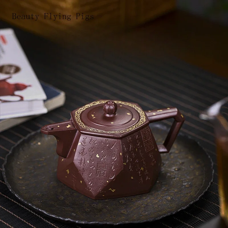 

Light Luxury Retro Purple Clay Pot Home Collection Purple Blood Sand Handmade Carving Gongfu Tea Soaking Tea