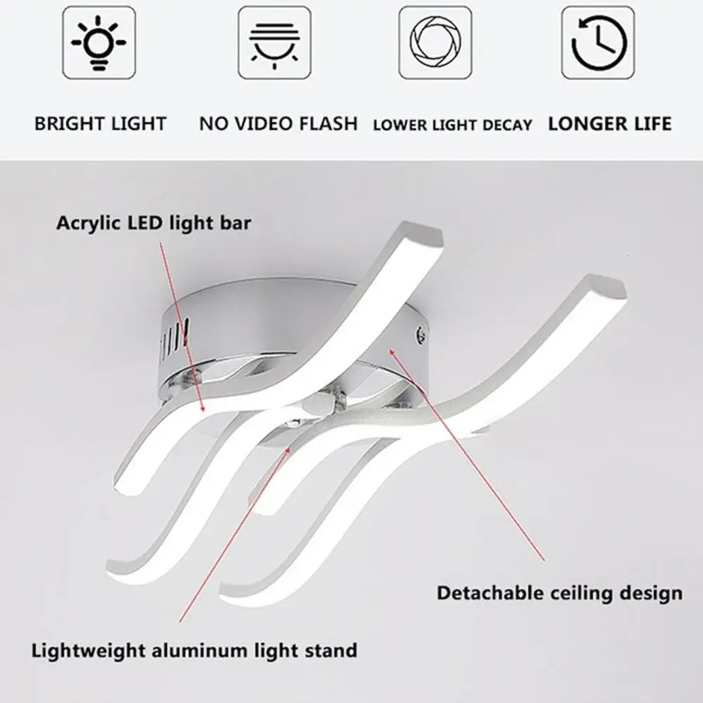 

1Pcs Wave Ceiling Light Creative Cross Wavy Lines Bright Warm LED Lamp for Home Bedroom Meeting Room Hotel Ceiling Lamp Fixture
