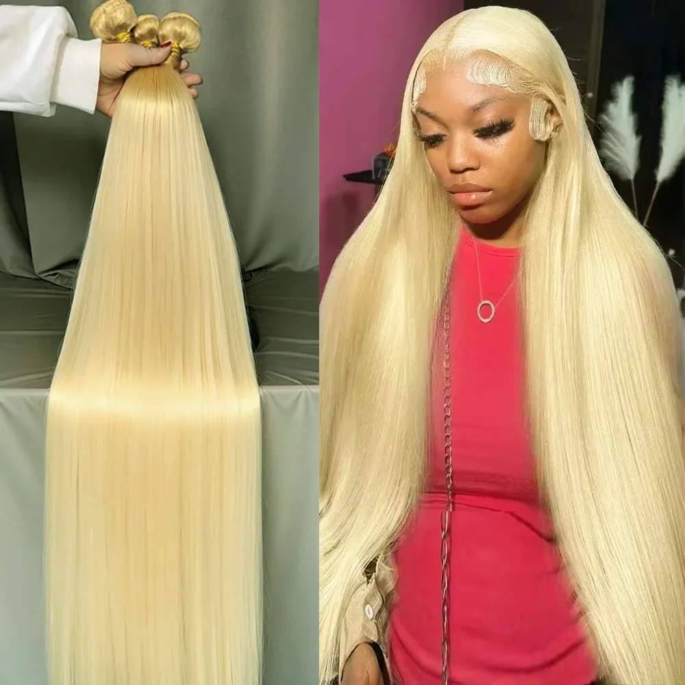 

32 36 38 40 дюймов 613 Светлые пучки Длинные прямые пучки человеческих волос Длинные бразильские плетения человеческих волос Remy 1/3/4 шт.