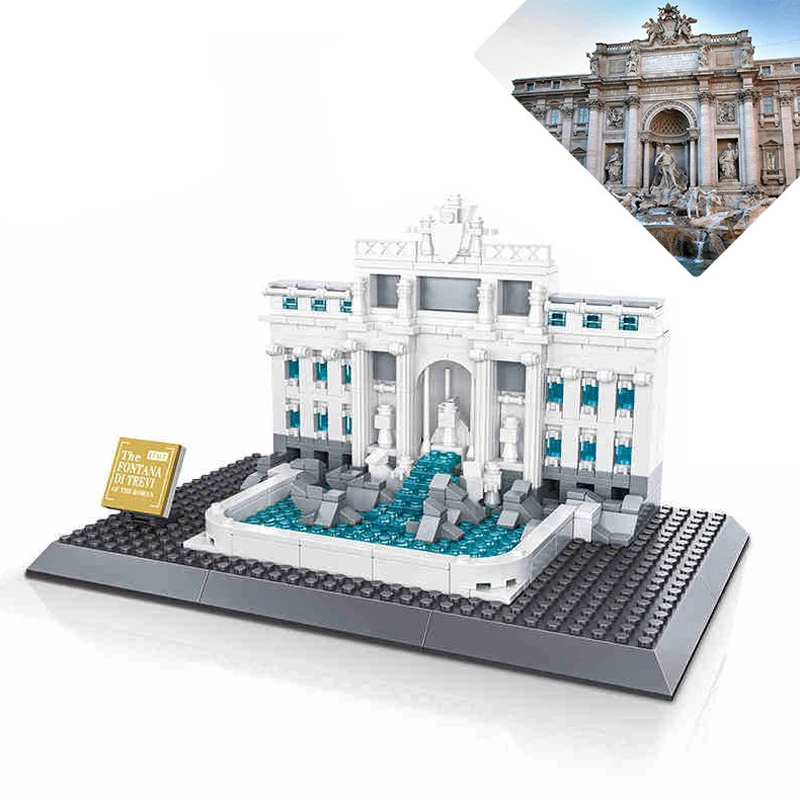 667PCS Trevi Fountain Of Roman Fontana Di Trevi Building Blocks World Architecture Bricks City Street View Toys Gifts For Kids