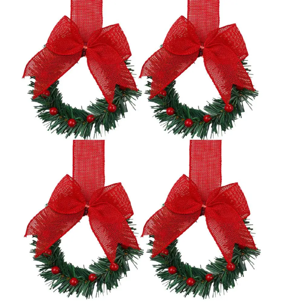 Rouleau de barrage d'évasion de fleur rouge avec décoration, mini ruban de Noël, arbre de couronne, couronne de baies, armoire, B, H3Q0, 3.94, 4 pièces