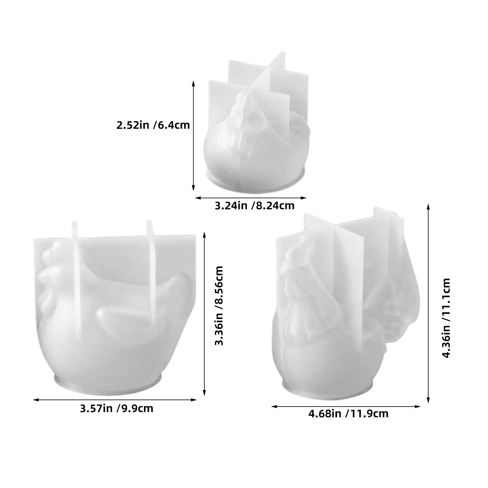 3Pcs Rooster Statue Silicone Molds for Resin Epoxy Casting Chocolate Shaping DIY Easter Christmas Baking Fondant Farm - view 5