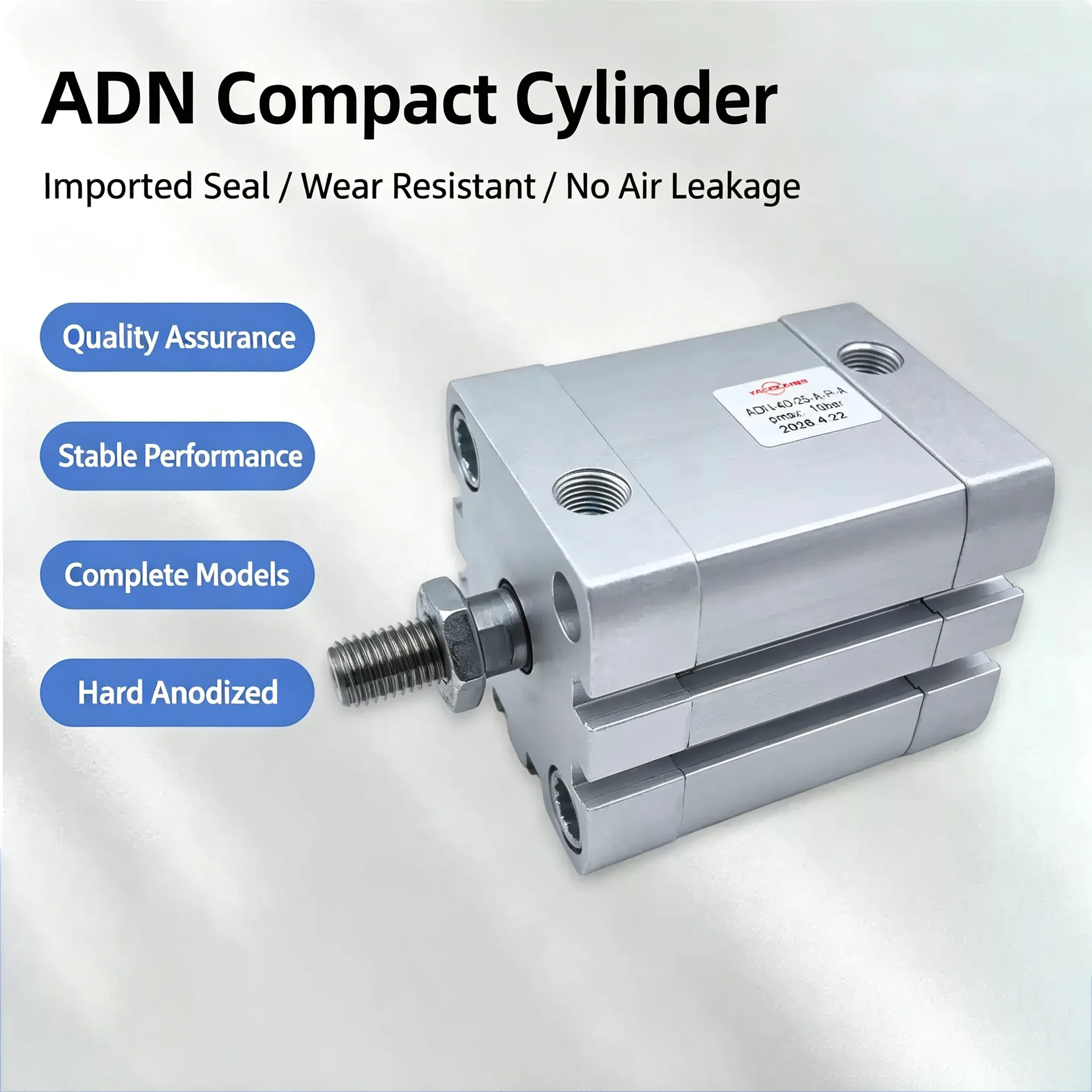 ADN12/16/20/25/32/40/50/63-5-10-15-20-25-30-40-50-A-P-A Compact ADN Aluminum Alloy Pneumatic Cylinder Female Male Threads