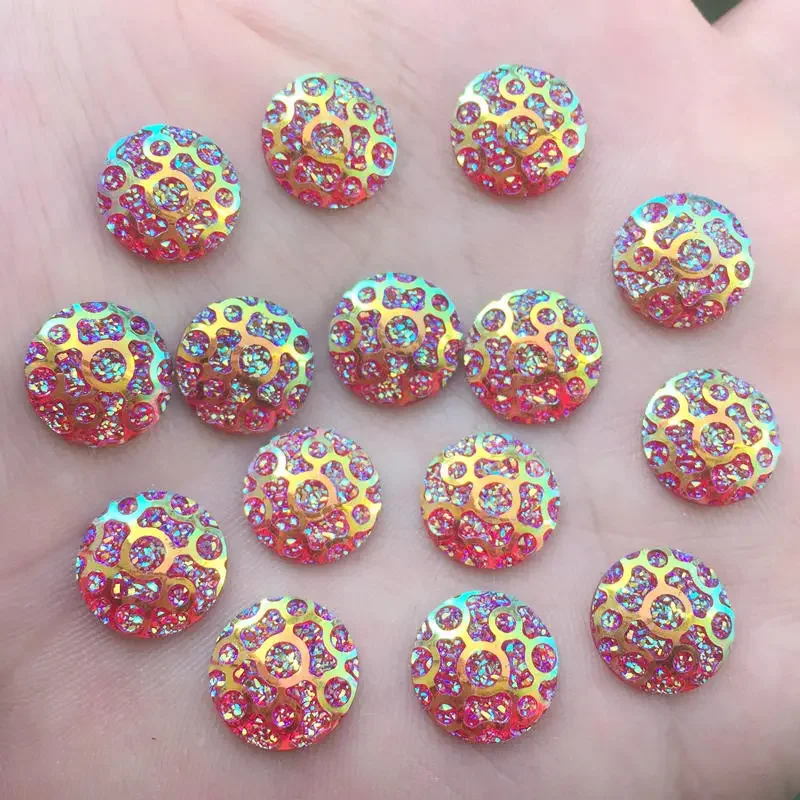 120pcs 12mm Round Flatback Resin Rhinestones No Hole DIY Wedding Dress Button Accessory A28*3