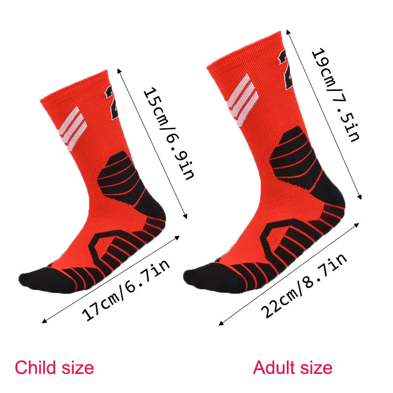 Men\'s Basketball Socks Number Sports Socks Thickened Towel Bottom Outdoor Cycling Running Basket Child Adult Calcetines Socks