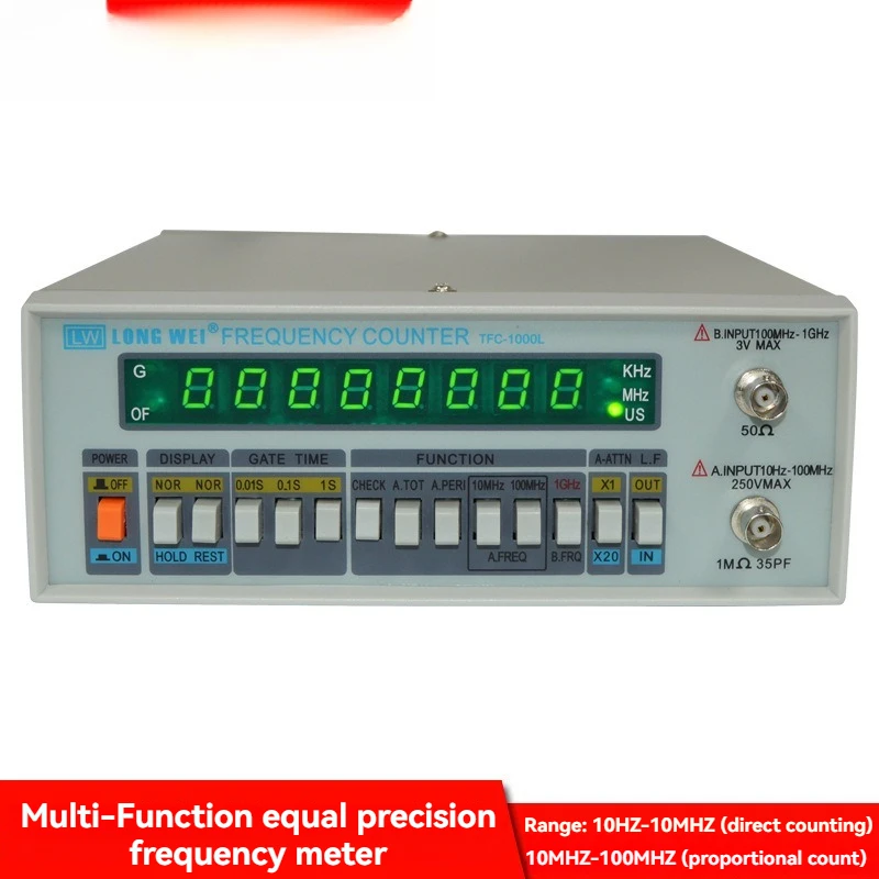 TFC-1000L Multifunctional High Precision Frequency Counter Meter 8-Bit LED Display Windows Frequency Ranges 100MHz-1GHz